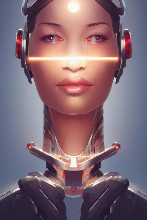 Image similar to single cyborg, smooth face, centered median photoshop filter cutout vector behance hd by artgerm, jesper ejsing, by rhads, makoto shinkai and lois van baarle, ilya kuvshinov, rossdraws, illustration, art by ilya kuvshinov and gustav klimt