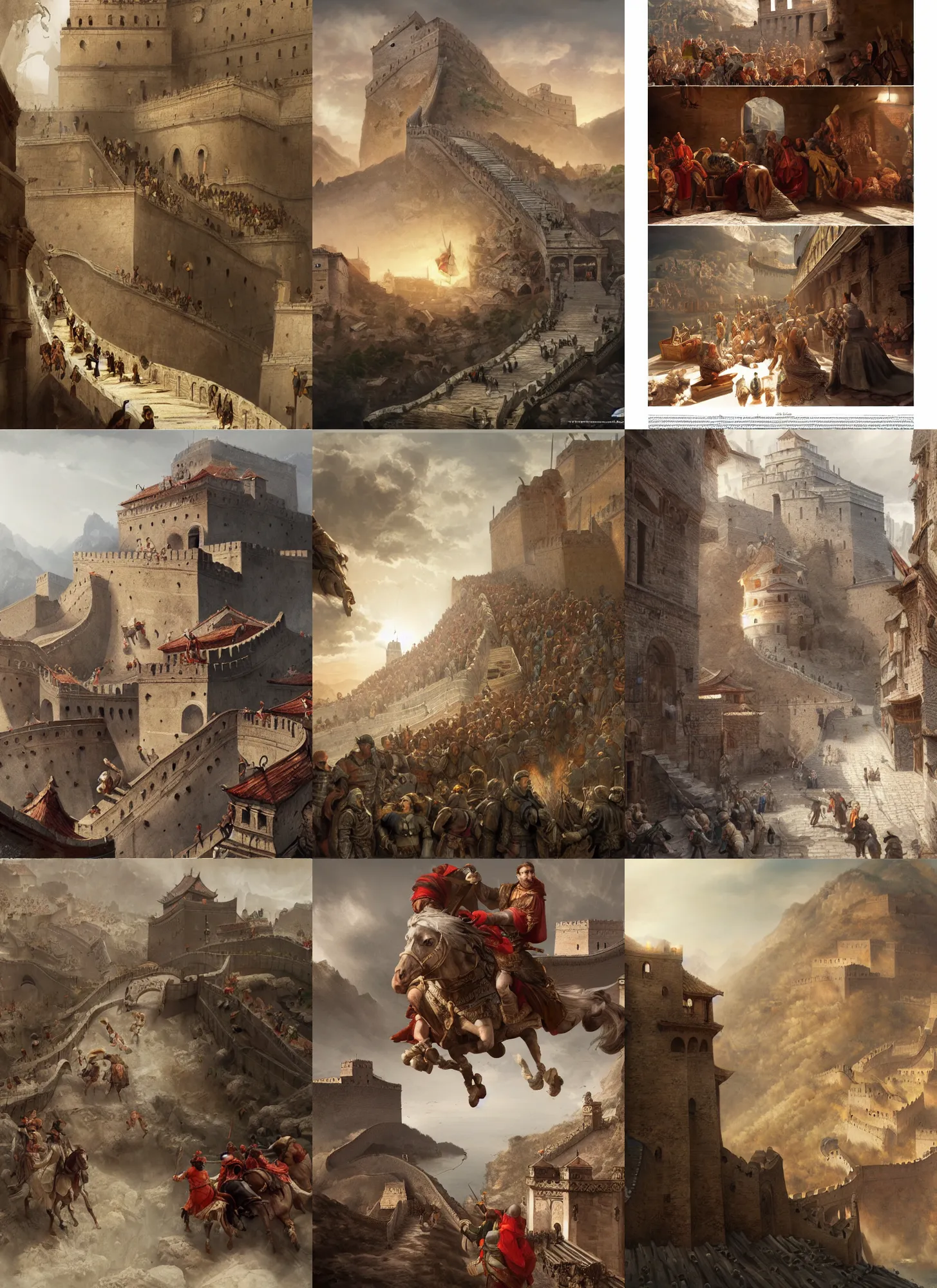 Prompt: italian renaissance workshop, highly detailed, artstation, concept art, sharp focus, illustration, rutkowski, the Great Wall