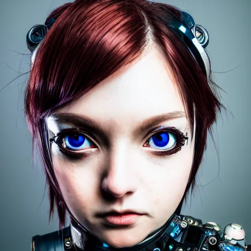 Image similar to prompt, cool style, awesome, modelsociety, radiant skin, huge anime eyes, steampunk, rtx on, perfect face, intricate, sony a 7 r iv, symmetric balance, polarizing filter, photolab, lightroom, 4 k, dolby vision, photography award