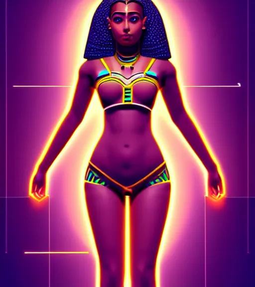 Image similar to symmetry!! egyptian princess of technology, solid cube of light, hard edges, product render retro - futuristic poster scifi, lasers and neon circuits, brown skin gorgeous egyptian princess, intricate, elegant, highly detailed, digital painting, artstation, concept art, smooth, sharp focus, illustration, dreamlike, art by artgerm