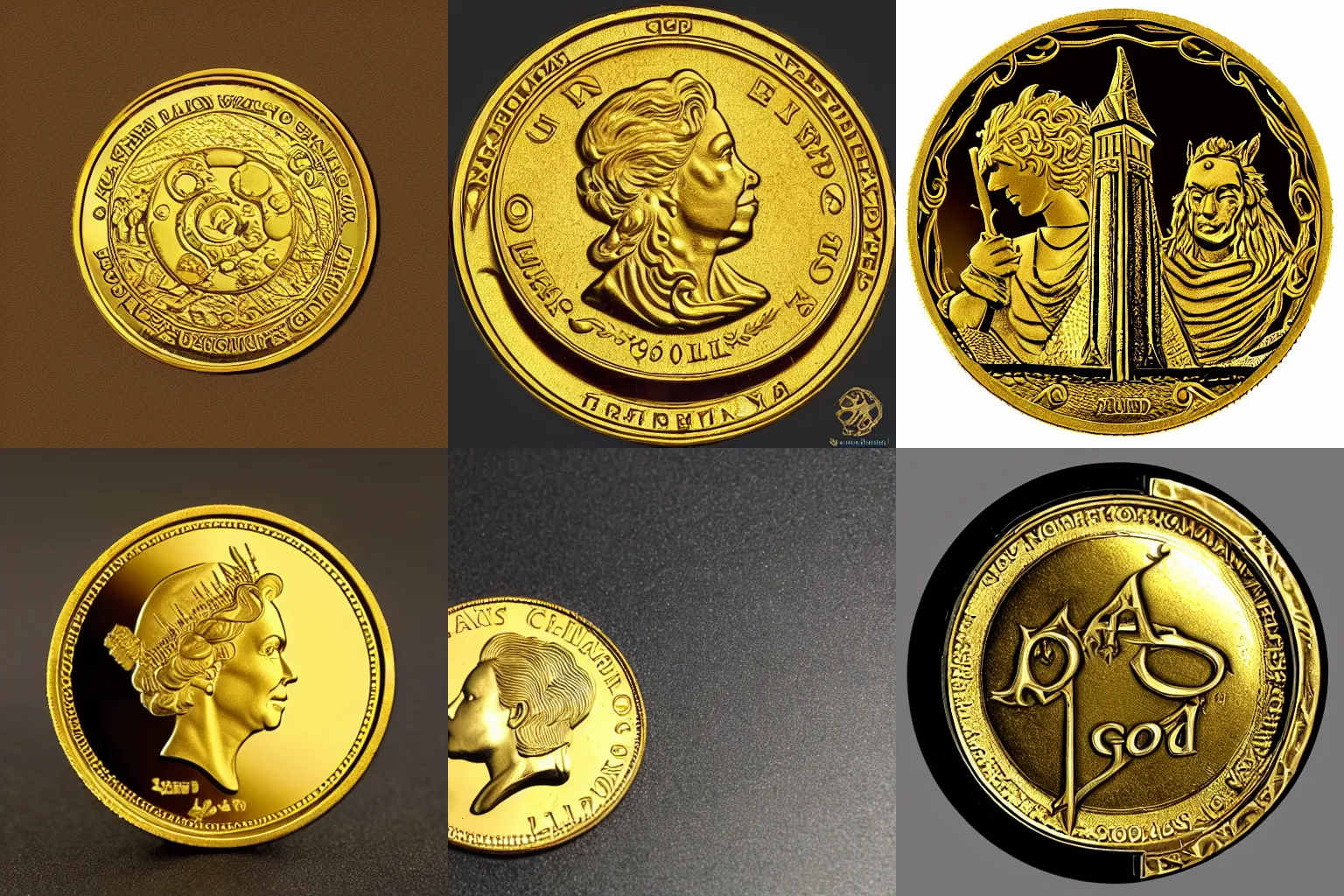 Prompt: a fantasy world gold coin