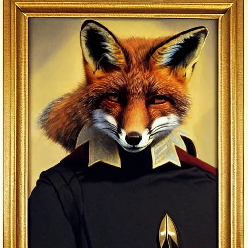 Prompt: a portrait of a fox foxman canine star trek doctor. highly detailed painting by gaston bussiere, craig mullins, j. c. leyendecker, furry