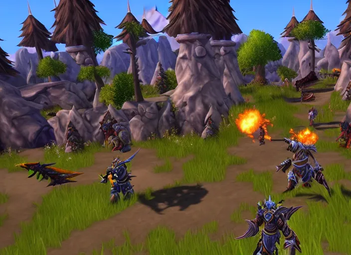 Image similar to 4 k 6 0 fps in - game world of warcraft 2 gameplay showcase, highly detailed