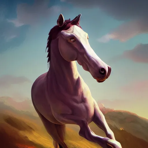 Image similar to photo of anthropomorphic horse wearing a coat, digital art, photo realistic, highly detailed, art by george stubbs, anton fadeev, james gurney, ilya kuvshinov