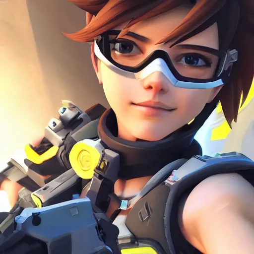 Image similar to tracer from overwatch smartphone selfie Richard Schmid