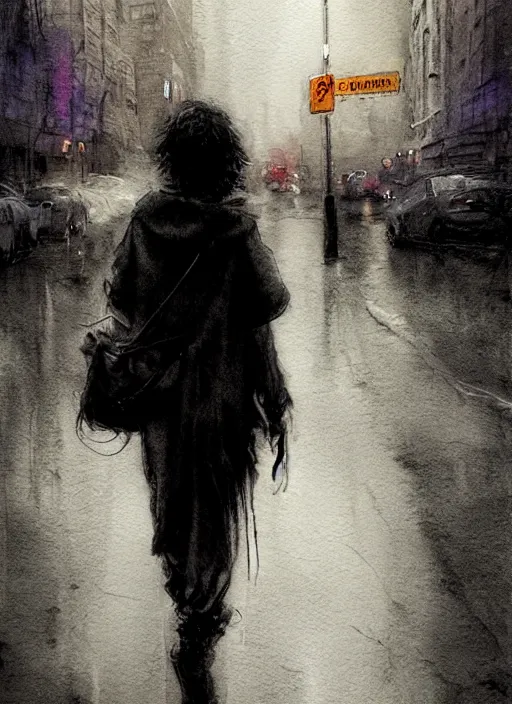 Image similar to portrait, homeless pixie on the rainy streets of New York , watercolor, dramatic lighting, cinematic, establishing shot, extremely high detail, foto realistic, cinematic lighting, pen and ink, intricate line drawings, by Yoshitaka Amano, Ruan Jia, Kentaro Miura, Artgerm, post processed, concept art, artstation, matte painting, style by eddie mendoza, raphael lacoste, alex ross