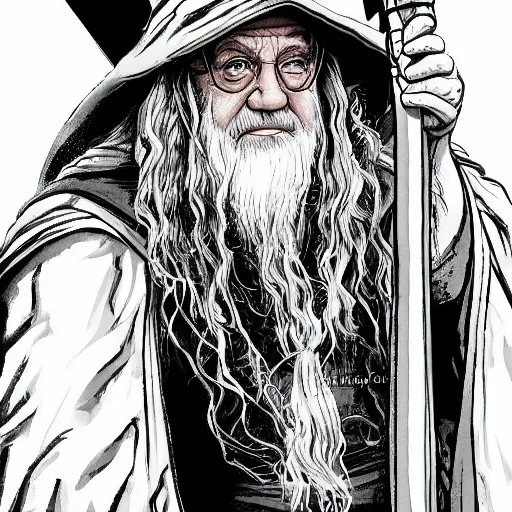 Image similar to danny devito as gandalf the white, lord of the rings, full body, high quality, wide angle, illustration, digital art