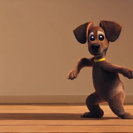 Prompt: cute puppy dancing, pixar, smooth, disney, soft, octane render