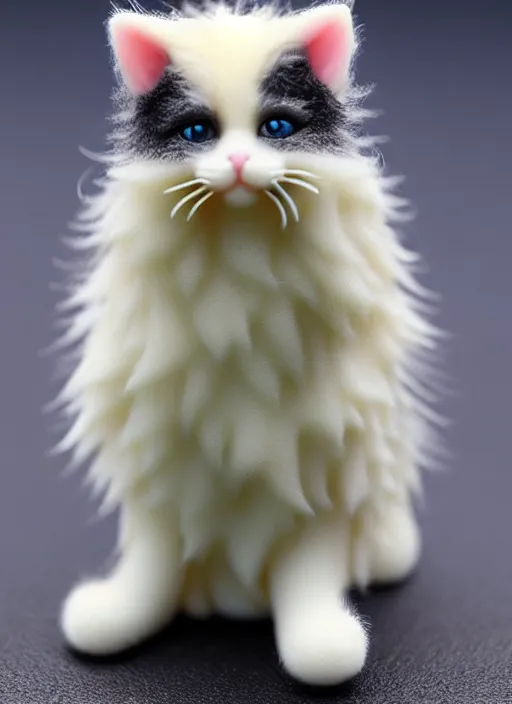 Prompt: 80mm resin detailed miniature of fluffy cute cat, Product Introduction Photos, 4K, Full body, simple background