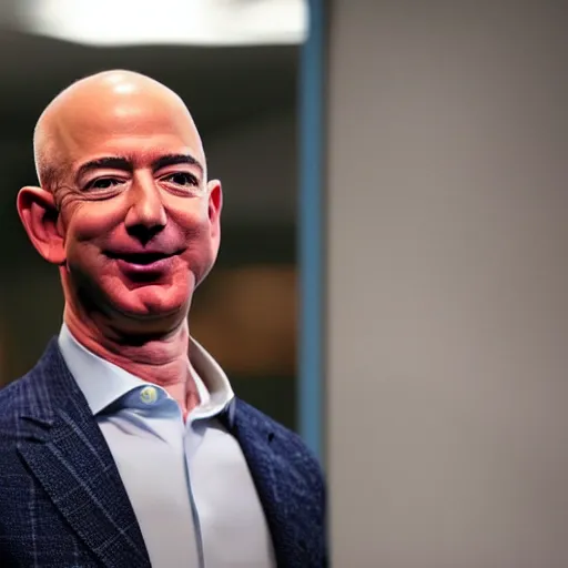 Prompt: jeff bezos with a cone head