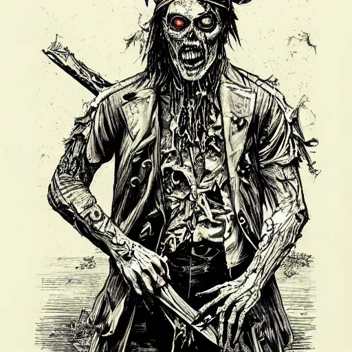 Prompt: zombie pirate by ed fairburn, joseph clement coll, franklin booth