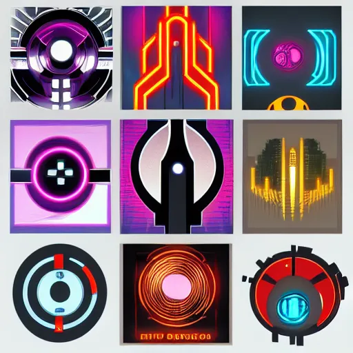 Image similar to art - deco logo for a cyberpunk anime series