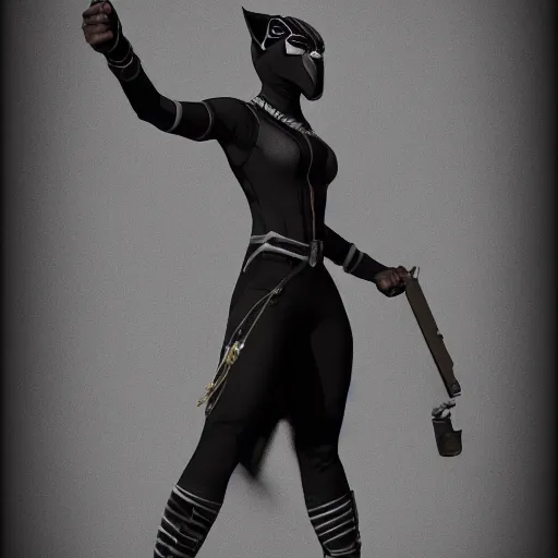 Prompt: incredibly detailed picture of revolutionary Tarika Lewis black panther, powerful stance, 70's protest movement aesthetic, 8k character concept art by Philip Bond, vray render, fineline detail n- 9