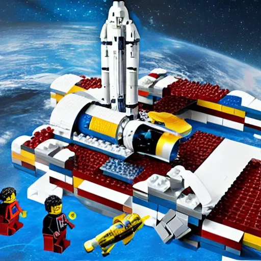 Prompt: an elon musk space x lego set