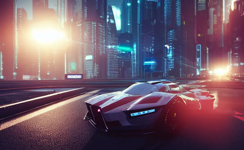 Prompt: photorealistic Hovering Cars on cyberpunk roads. daylight. sunlight. lens flare. light fixtures. 8K. detailed. photorealism. artstation. 25mm f/1.7 ASPH Lens. ultra realistic