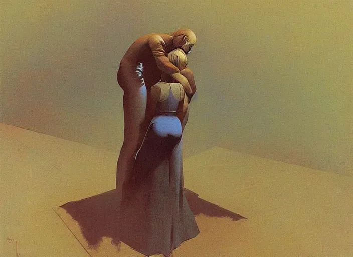 Prompt: painting about love and power, science fiction, Edward Hopper and James Gilleard, Zdzislaw Beksinski highly detailed