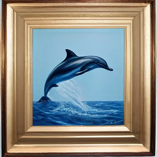 Image similar to a hyperrealistic painting of a bottlenose dolphin