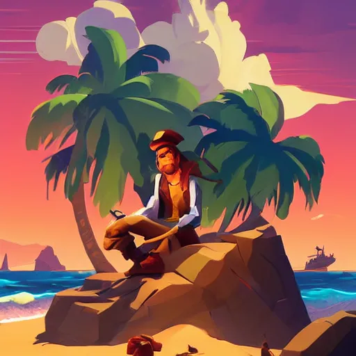 Image similar to painting treasure on sea of thieves game smooth median photoshop filter cutout vector, behance hd by jesper ejsing, by rhads, makoto shinkai and lois van baarle, ilya kuvshinov, rossdraws global illumination