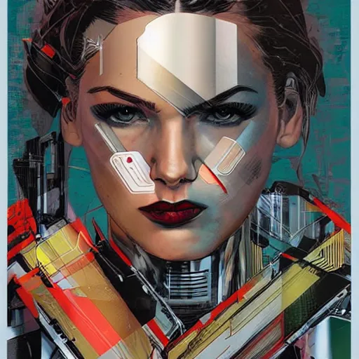 Image similar to portrait of a female android, by MARVEL comics and Sandra Chevrier