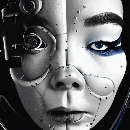 Image similar to cyborg bjork, a photorealistic painting by wang duo, featured on cg society, photorealism, behance hd, ultrafine detail, high detail