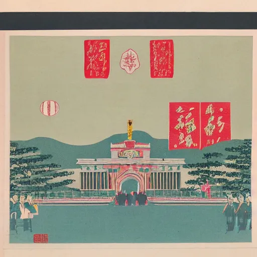 Image similar to Buckingham Palace in Japanese style, Chinese propaganda