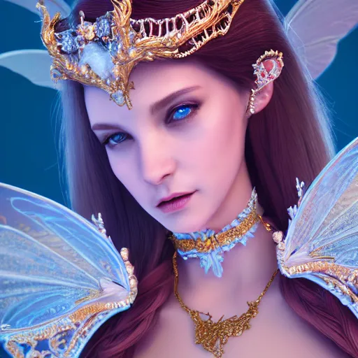 Image similar to portrait of fairy princess, glowing, ornate and intricate jewelry, jaw dropping beauty, glowing background lighting, white accent lighting, hyper detailed, fairy tale, 4 k octane render