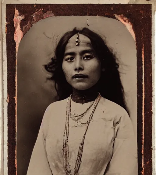 Image similar to vintage_portrait_photo_of_a_beautiful_nepalese_Victorian maiden in the himalayas