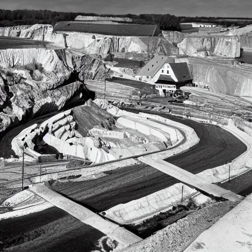 Prompt: a photograph of the limestone quarry in gronhogen, oland, sweden