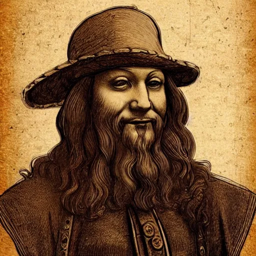 Prompt: leonardo da vinci as a person, in steampunk style