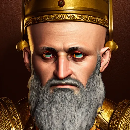 Prompt: hyperrealist highly detailed English medieval portrait of gilgamesh from Civ6, concept art pascal blanche dramatic studio lighting 8k wide angle shallow depth of field