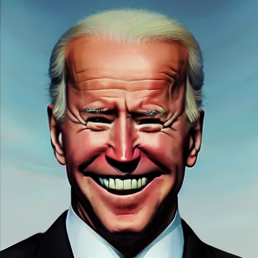 Image similar to joe biden smiling with blood in his face while behind him the world is burning, dramatic lighting, cinematic, establishing shot, extremly high detail, photorealistic, cinematic lighting, artstation, style by James Gurney