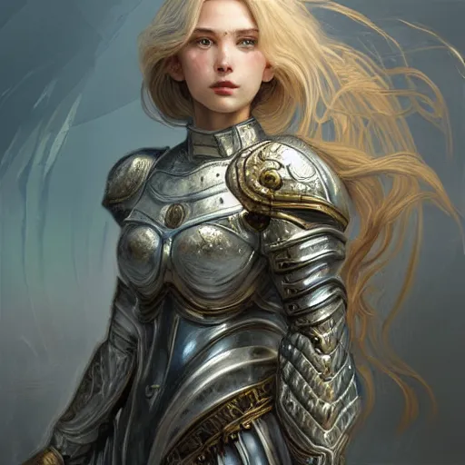 Image similar to portrait knights of Zodiac girl, silver and ice color reflected armor, in ruined Agora of Athens, ssci-fi, fantasy, intricate, very very beautiful, elegant, golden light, highly detailed, digital painting, artstation, concept art, smooth, sharp focus, illustration, art by tian zi and WLOP and alphonse mucha