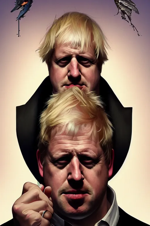 Image similar to Boris Johnson as King Pin, realistic portrait, symmetrical, highly detailed, digital painting, artstation, concept art, smooth, sharp focus, illustration, cinematic lighting, art by artgerm and greg rutkowski and alphonse mucha