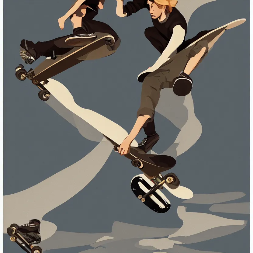Prompt: skateboarder in cole phillips style, art deco. trending on artstation.