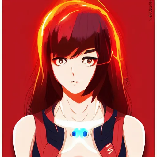 Prompt: Nakamura Aya like a fire superhero by Ilya kuvshinov and Krenz cushart, pixel art, character portrait