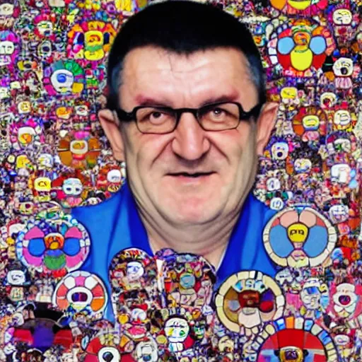 Prompt: vojislav seselj by takashi murakami