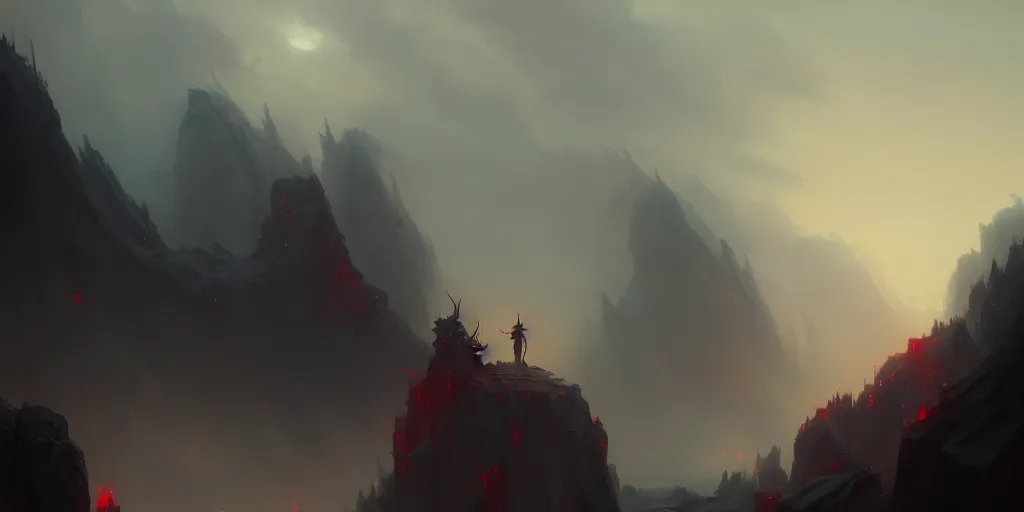 Image similar to hell, 👿, depressing sky, extremely detailed digital painting, in the style of fenghua zhong and ruan jia and jeremy lipking and peter mohrbacher, mystical colors, rim light, beautiful lighting, 8 k, stunning scene, raytracing, octane, trending on artstation