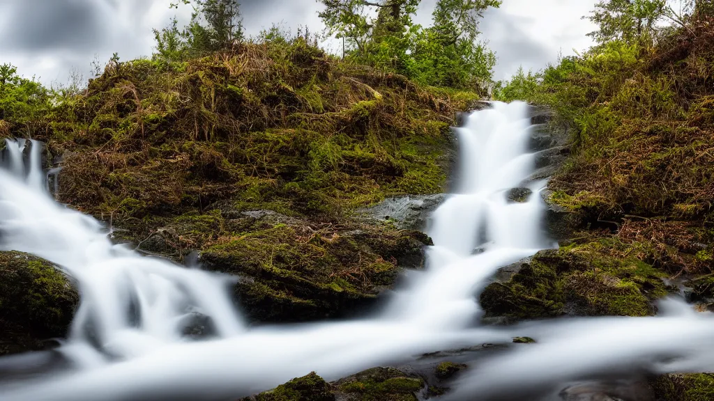 Image similar to long exposure photo of a waterfall