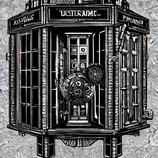 Prompt: an intricate steampunk tardis trending on artstation : : 3 an incredible ink illustration : : 4