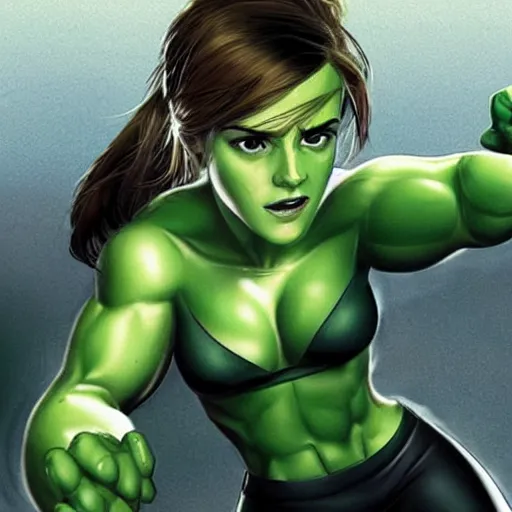 Prompt: Emma Watson as She Hulk