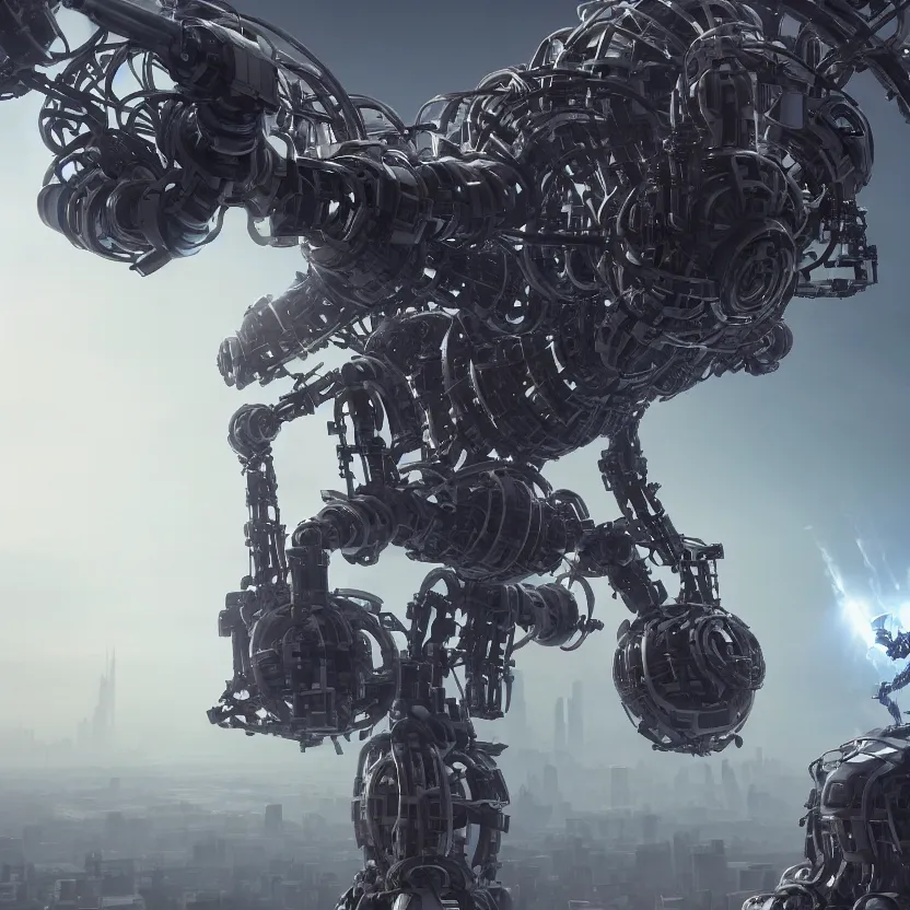 Prompt: aerial view of a robot constructing a big black man with long curly hair, 3d render, dim volumetric lighting, 8k octane beautifully detailed render, post-processing, extremely hyperdetailed, intricate futuristic mechanic parts, epic composition, cinematic lighting, trending on artstation