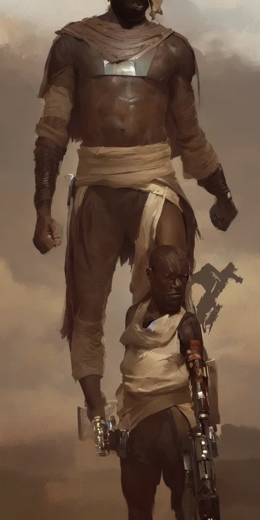 Prompt: full character body, african man, Star Wars art, art by greg rutkowski, matte painting, trending on artstation