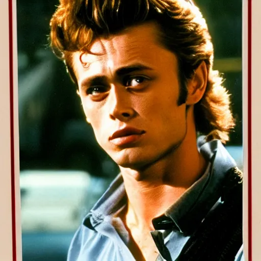 Image similar to man who is a genetic combination of sigourney weaver and james dean, face and upper body focus