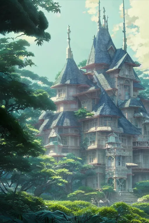 Prompt: crystal castle, exquisite details, denoised, mid view, by artsation, greg rutkowski, makoto shinkai, takashi takeuchi, studio ghibli