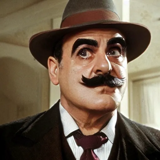 Image similar to scene of the hercule poirot tv serie featuring david suchet shaved