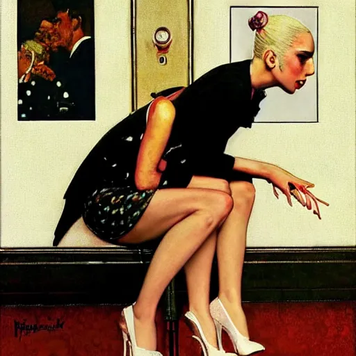 Image similar to lady gaga by norman rockwell