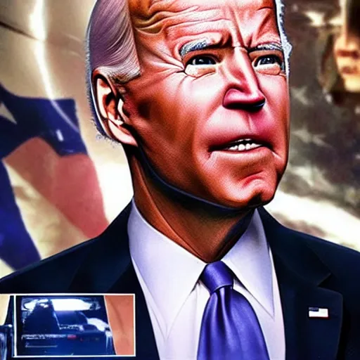 Image similar to joe biden starring terminator movie in a role of t 1 0 0 0