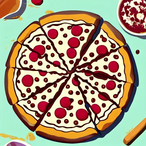 Image similar to cel - shaded picture of ice cream pizza, 1 0 8 0 p award - winning painting