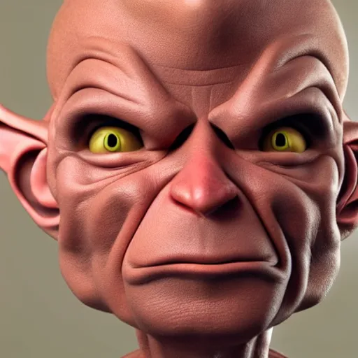 Image similar to Portrait of a ferengi from star trek loosely resembling Donald Trump. Octane render. 8k. High detail.