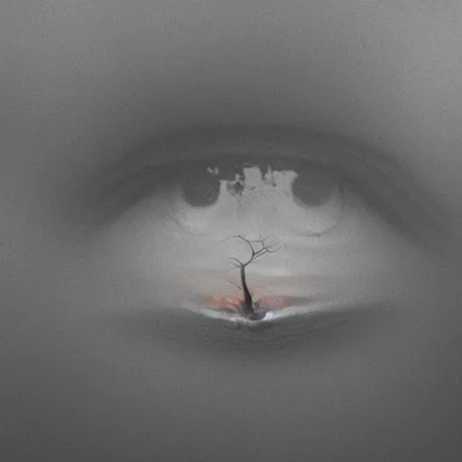 Image similar to a burning tree reflected in a huge teardrop on a ultra-macro human eye by Lee Jeffries, perfect lighting